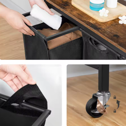 3-Compartiment Wasmand met Deksel – 3 × 40 L, Verrijdbaar en Praktisch