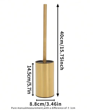 Ronde Toiletborstel van Roestvrij Staal – Goudkleurig, Lange Steel en Zware Basis