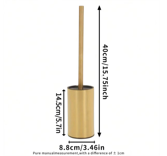 Ronde Toiletborstel van Roestvrij Staal – Goudkleurig, Lange Steel en Zware Basis