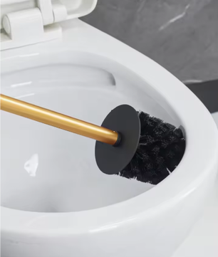 Ronde Toiletborstel van Roestvrij Staal – Goudkleurig, Lange Steel en Zware Basis