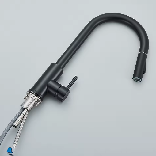 Zwarte Keukenkraan – Enkele Handgreep, Uittrekbaar, Warm- en Koudwater, Twee Functies