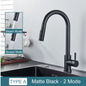 Zwarte Keukenkraan – Enkele Handgreep, Uittrekbaar, Warm- en Koudwater, Twee Functies