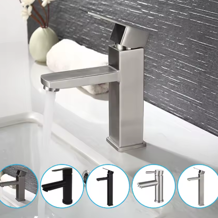 Mat Zwarte Wastafelkraan – Enkele Handgreep, Warm en Koud, Badrandmontage