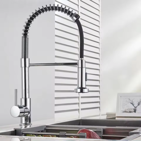 Lente Geborsteld Nikkel Wastafelkraan – 360° Rotatie, Warm en Koud Water