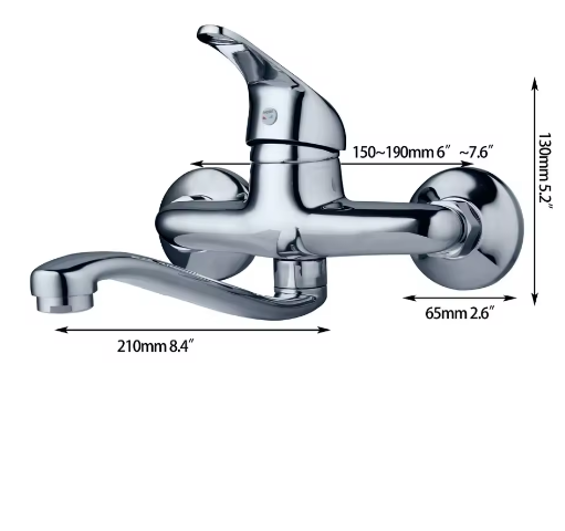 Massief Messing Wastafelkraan Chroom – Warm en Koud, Enkele Hendel