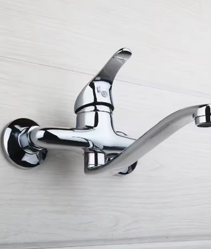 Massief Messing Wastafelkraan Chroom – Warm en Koud, Enkele Hendel