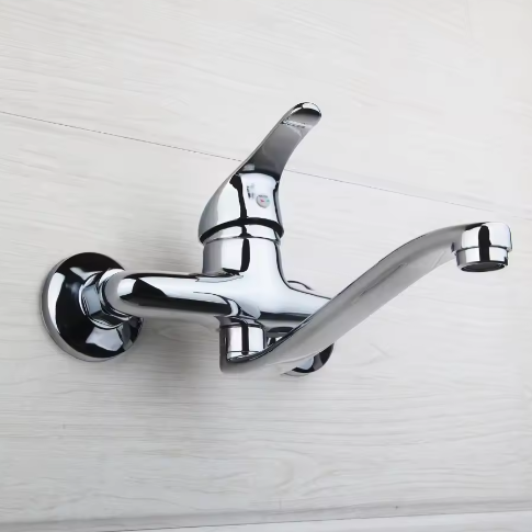 Massief Messing Wastafelkraan Chroom – Warm en Koud, Enkele Hendel