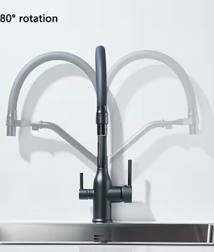 Filterkraan Keukenkraan met Drinkwaterfunctie – Warm en Koud, 360° Draaibaar, Dubbele Hendel