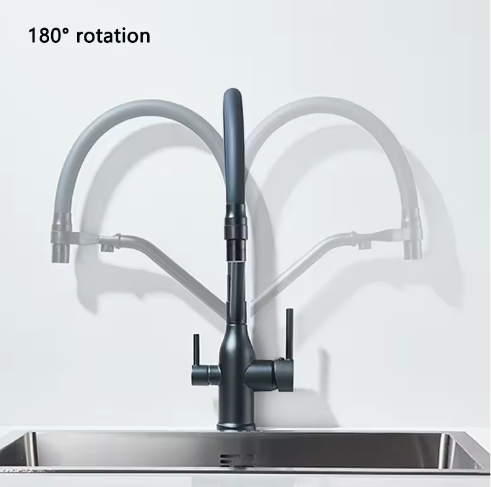 Filterkraan Keukenkraan met Drinkwaterfunctie – Warm en Koud, 360° Draaibaar, Dubbele Hendel