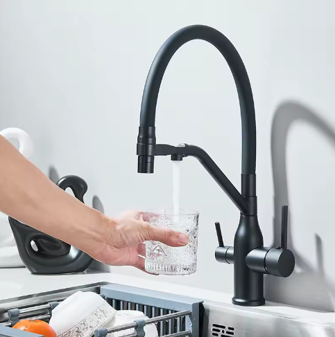 Filterkraan Keukenkraan met Drinkwaterfunctie – Warm en Koud, 360° Draaibaar, Dubbele Hendel