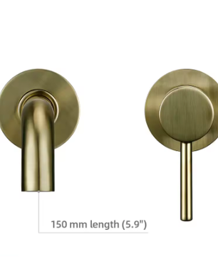 2-Gats Wand Badkamerkraan – Messing Mengkraan Warm en Koud Water, Ronde Uitloop