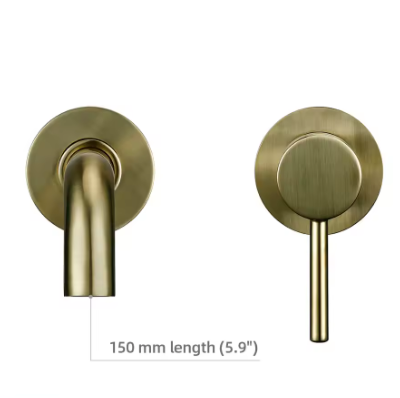 2-Gats Wand Badkamerkraan – Messing Mengkraan Warm en Koud Water, Ronde Uitloop