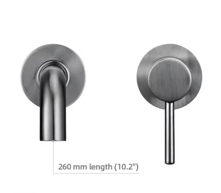 2-Gats Wand Badkamerkraan – Messing Mengkraan Warm en Koud Water, Ronde Uitloop