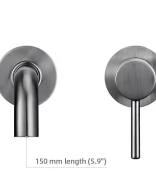 2-Gats Wand Badkamerkraan – Messing Mengkraan Warm en Koud Water, Ronde Uitloop
