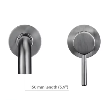 2-Gats Wand Badkamerkraan – Messing Mengkraan Warm en Koud Water, Ronde Uitloop