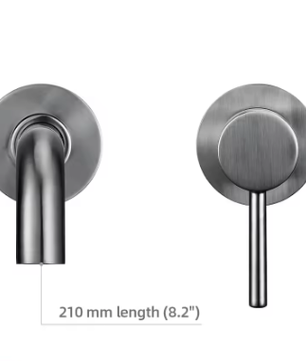 2-Gats Wand Badkamerkraan – Messing Mengkraan Warm en Koud Water, Ronde Uitloop