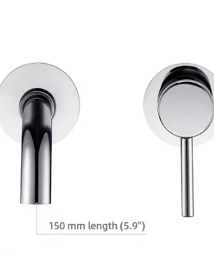 2-Gats Wand Badkamerkraan – Messing Mengkraan Warm en Koud Water, Ronde Uitloop