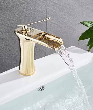Waterval Wastafelkraan Enkele Hendel Badkamerkraan Messing Zilver