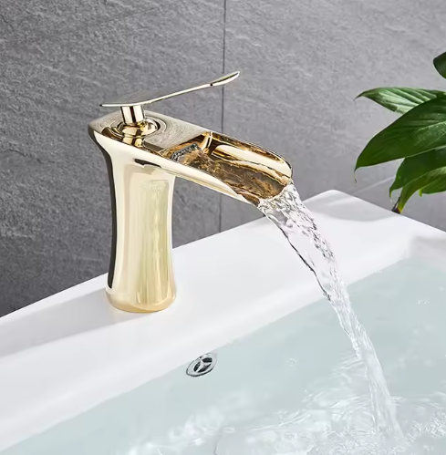 Waterval Wastafelkraan Enkele Hendel Badkamerkraan Messing Zilver