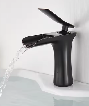 Waterval Wastafelkraan Enkele Hendel Badkamerkraan Messing Zilver