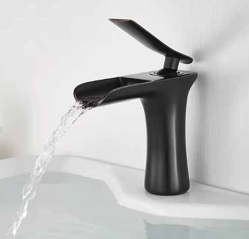 Waterval Wastafelkraan Enkele Hendel Badkamerkraan Messing Zilver
