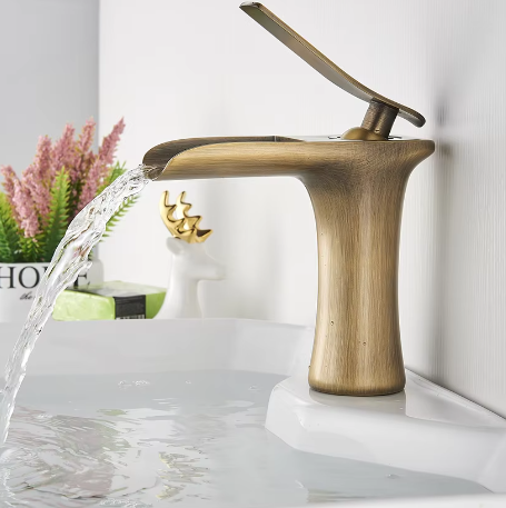 Waterval Wastafelkraan Enkele Hendel Badkamerkraan Messing Zilver