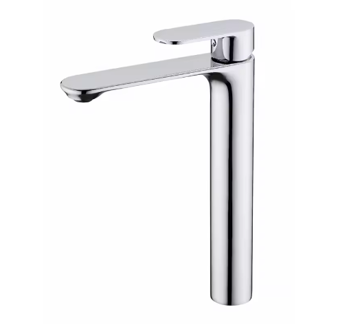 Hoge Wastafelmengkraan Badkamer – Messing Kraan met Enkele Hendel, Warm en Koud Water