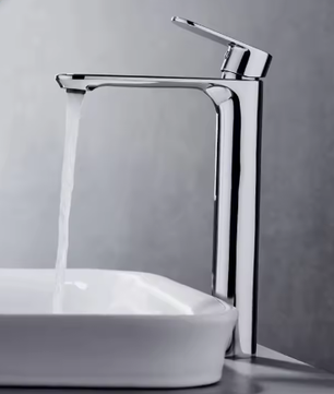 Hoge Wastafelmengkraan Badkamer – Messing Kraan met Enkele Hendel, Warm en Koud Water