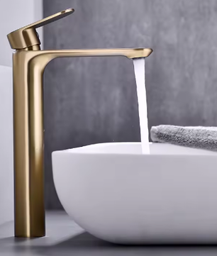 Hoge Wastafelmengkraan Badkamer – Messing Kraan met Enkele Hendel, Warm en Koud Water