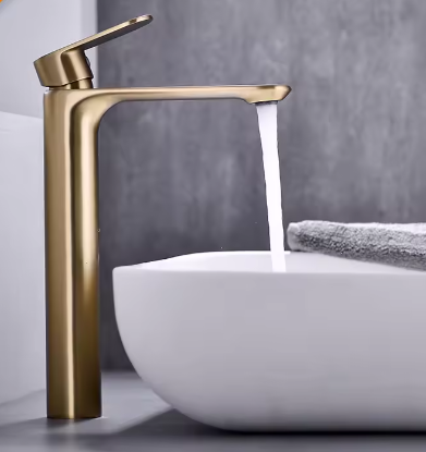 Hoge Wastafelmengkraan Badkamer – Messing Kraan met Enkele Hendel, Warm en Koud Water