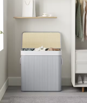 Wasmand van Bamboe met Deksel en 3 Sorteervakken – 150 L