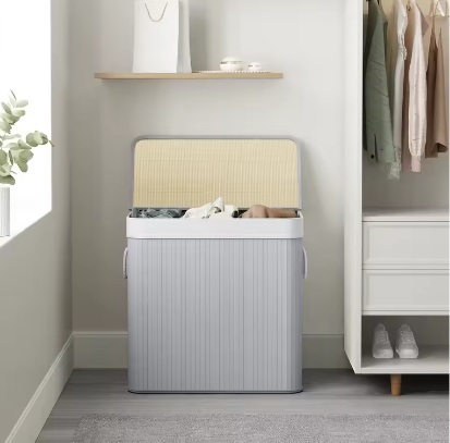 Wasmand van Bamboe met Deksel en 3 Sorteervakken – 150 L