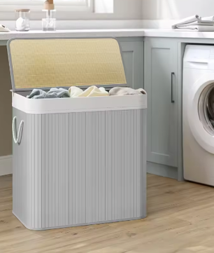 Wasmand van Bamboe met Deksel en 3 Sorteervakken – 150 L