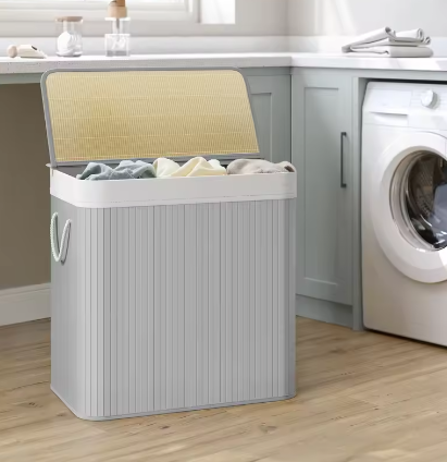 Wasmand van Bamboe met Deksel en 3 Sorteervakken – 150 L