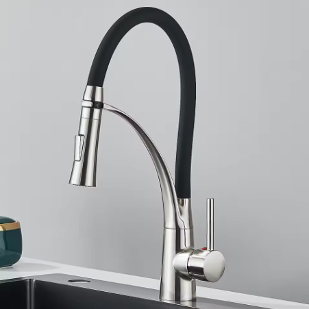Zwarte Uittrekbare Keukenkraan met Mengkraan – Warm en Koud Water