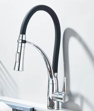 Zwarte Uittrekbare Keukenkraan met Mengkraan – Warm en Koud Water