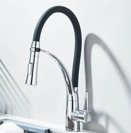 Zwarte Uittrekbare Keukenkraan met Mengkraan – Warm en Koud Water