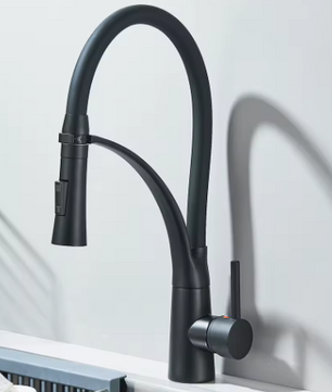 Zwarte Uittrekbare Keukenkraan met Mengkraan – Warm en Koud Water