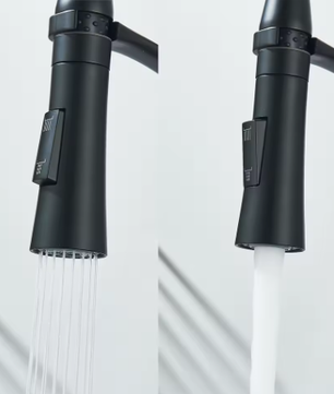 Zwarte Uittrekbare Keukenkraan met Mengkraan – Warm en Koud Water