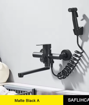 Keukenkranen Roestvrij Staal – Wandmontage Mengkraan met Spuitpistool