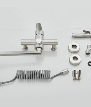 Keukenkranen Roestvrij Staal – Wandmontage Mengkraan met Spuitpistool