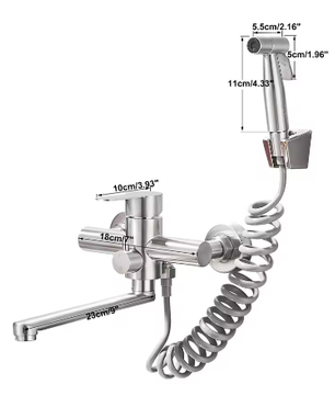 Keukenkranen Roestvrij Staal – Wandmontage Mengkraan met Spuitpistool