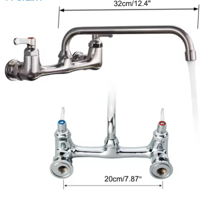 Antiek Messing Wastafelkraan Wandmontage – Mengkraan Warm en Koud met 360° Uitloop