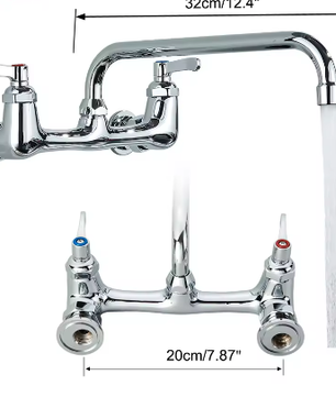 Antiek Messing Wastafelkraan Wandmontage – Mengkraan Warm en Koud met 360° Uitloop