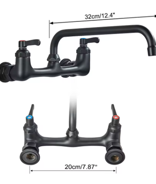 Antiek Messing Wastafelkraan Wandmontage – Mengkraan Warm en Koud met 360° Uitloop