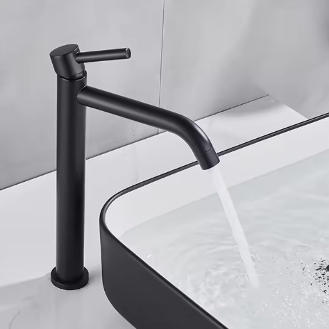 Geborsteld Gouden Wastafelkraan – Hoge Mengkraan Warm en Koud van Messing