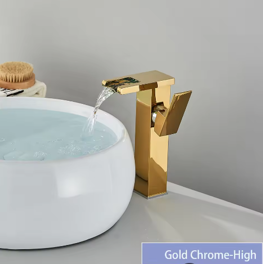 LED Badkamer Wastafelkraan Messing – Waterval Mengkraan Warm en Koud met Enkele Hendel