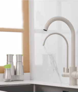 Zwarte Messing Keukenkraan met Waterfilter – 3-Weg Mengkraan Warm en Koud
