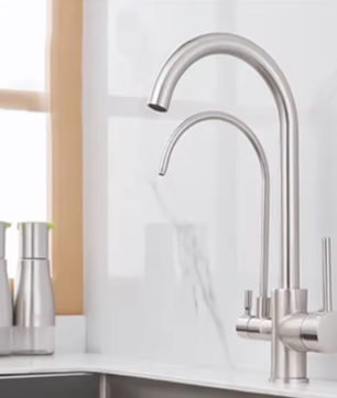 Zwarte Messing Keukenkraan met Waterfilter – 3-Weg Mengkraan Warm en Koud