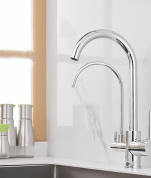 Zwarte Messing Keukenkraan met Waterfilter – 3-Weg Mengkraan Warm en Koud
